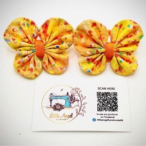 Yellow butterfly hair ties